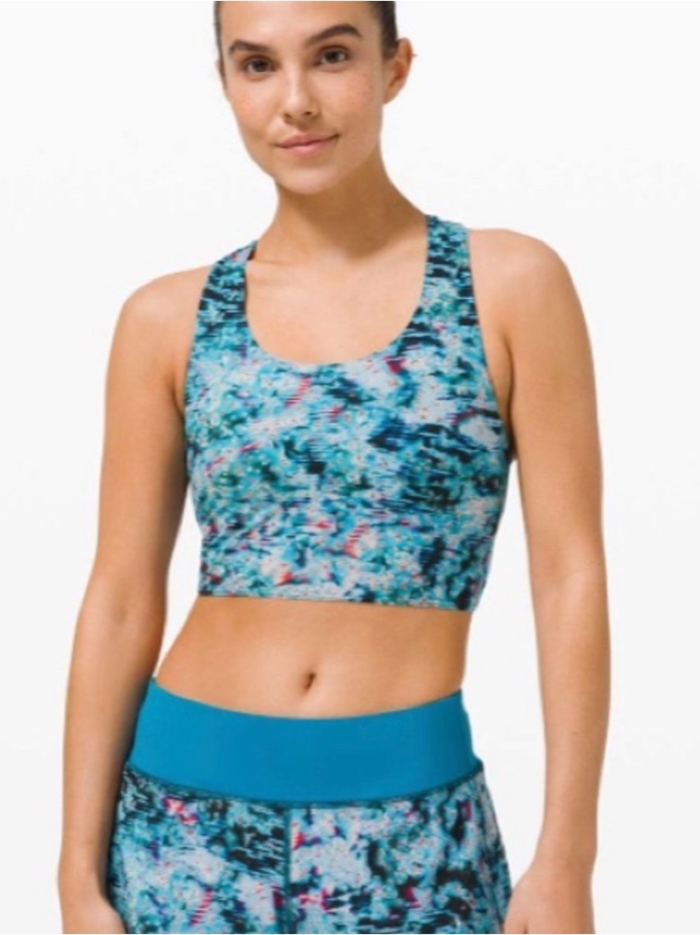lululemon athletica Teal & Aqua Abstract Racerback Sports Bra